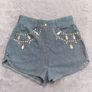 Les Terribles PARIS Women Chambray Blue 100% Cotton Shorts. 38.